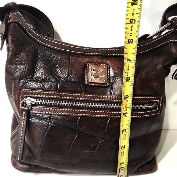 VTG Dooney & Bourke Leather Croc Embossed Espresso Brown Shoulder Bag J7574008 - Picture 11 of 16